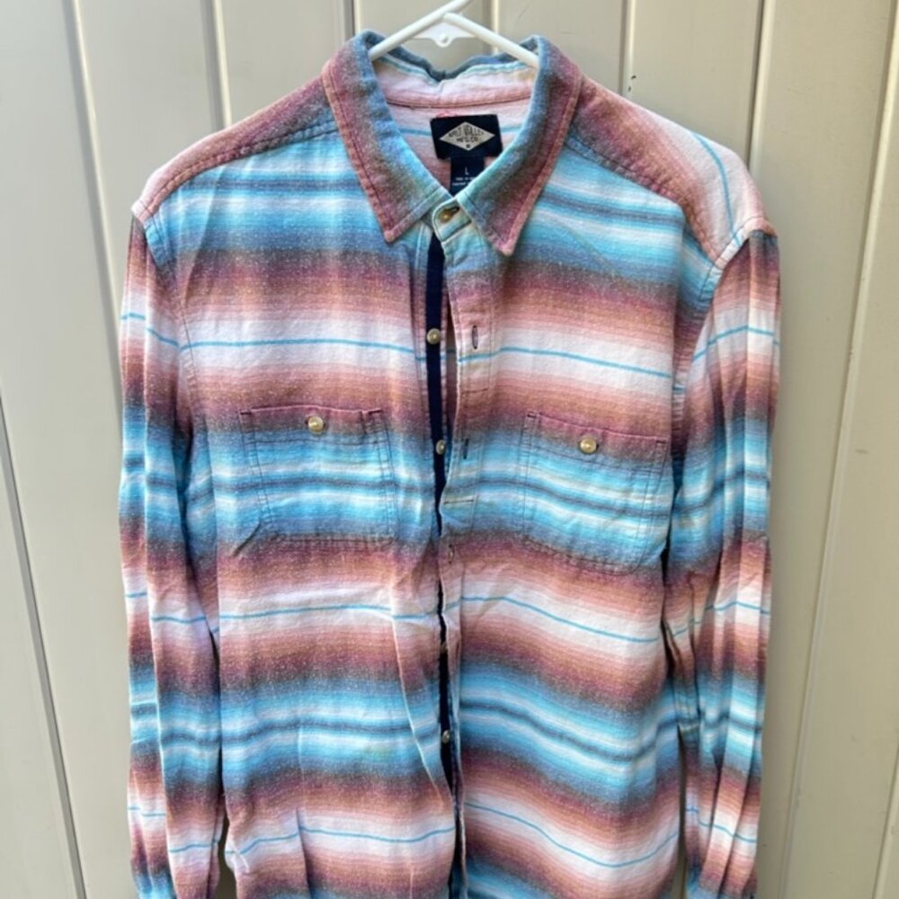 Salt Valley Red and Blue Long Sleeve Button Down Shirt Size Large